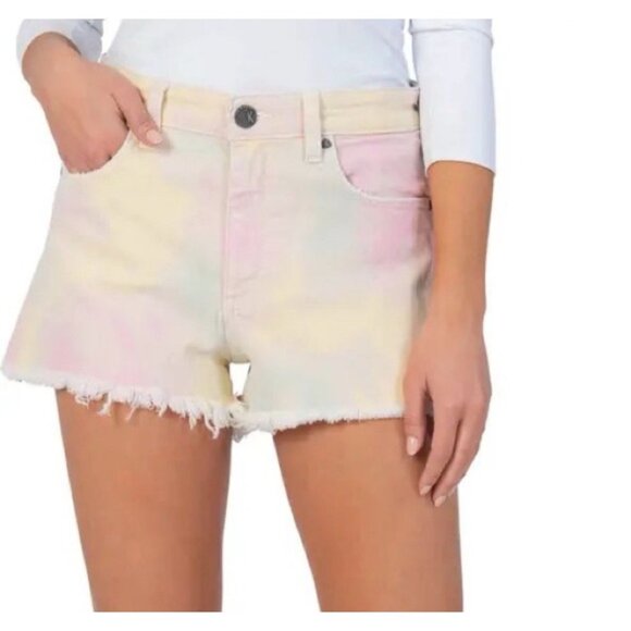 Kut From The Kloth Womens High Rise Jane Tie-Dye Cutoff Denim Shorts Sz 8 (F8) - Picture 1 of 11